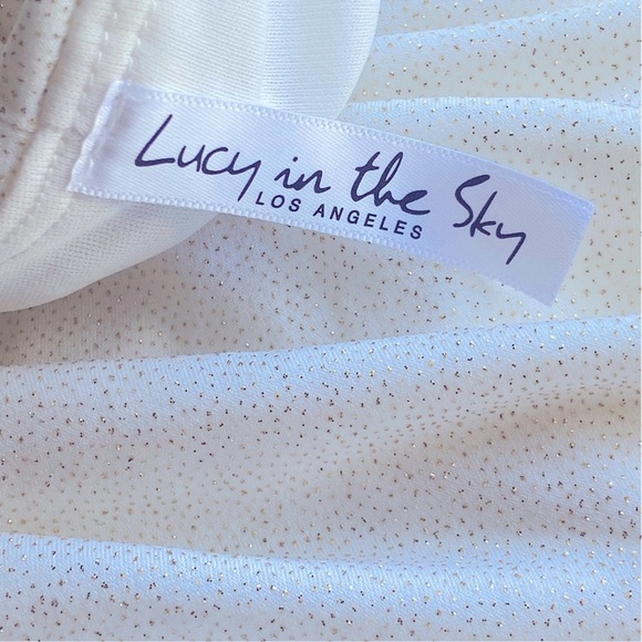 Lucy in the Sky Breakaway Sparkling Ruched Bodycon White Dress - Picture 5 of 12